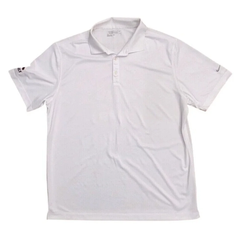 Nike Boise State Golf Polo Shirt Mens XL White Patterned Dri Fit NCAA